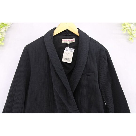 Free People Women's Black Gauze Rowan Oversize Blazer Jacket Sz XS - Picture 4 of 8